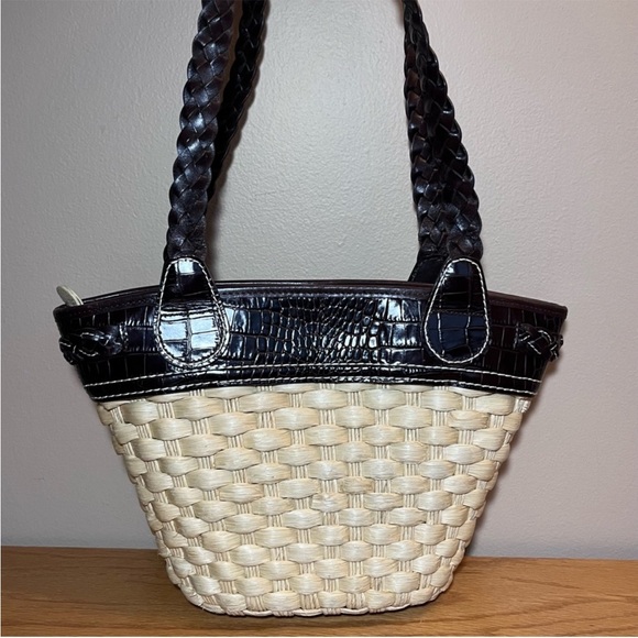 Brighton Candice Straw and Leather Shoulder Bag - Picture 3 of 12